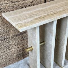 Late 20th Century Italian Travertine with Brass Details Console Table - 3465540