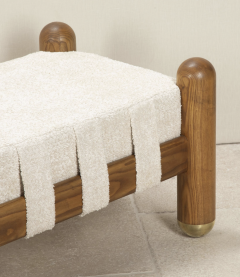 Late 20th Century Italian brass and wood bench - 4430730