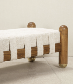 Late 20th Century Italian brass and wood bench - 4430734