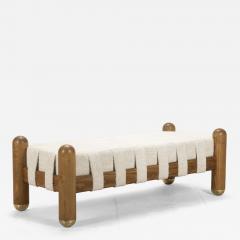 Late 20th Century Italian brass and wood bench - 4435037