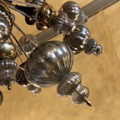 Late 20th Century Large Brass Sputnik Chandelier w Silver Murano Glass Elements - 1737308