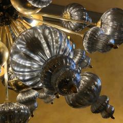 Late 20th Century Large Brass Sputnik Chandelier w Silver Murano Glass Elements - 1737325