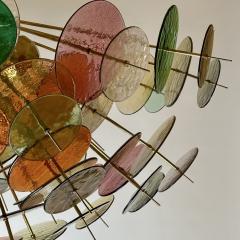 Late 20th Century Multicolored Murano Glass Disks Brass Sputnik Chandelier - 2905135