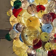 Late 20th Century Multicolored Pulegoso Murano Art Glass and Brass Chandelier - 3327203
