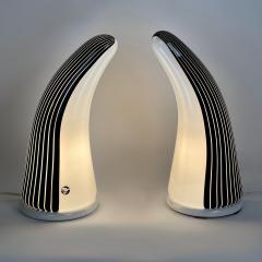 Late 20th Century Pair of Black White Murano Art Glass Table Lamps by Res - 2335788