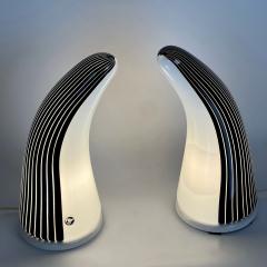 Late 20th Century Pair of Black White Murano Art Glass Table Lamps by Res - 2335790