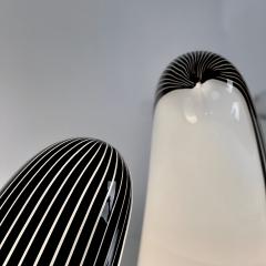 Late 20th Century Pair of Black White Murano Art Glass Table Lamps by Res - 2335791