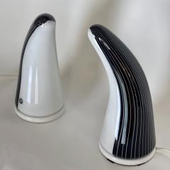 Late 20th Century Pair of Black White Murano Art Glass Table Lamps by Res - 2335792