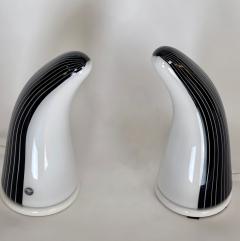 Late 20th Century Pair of Black White Murano Art Glass Table Lamps by Res - 2335793