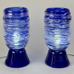 Late 20th Century Pair of Blu Murano Glass Table Lamps - 4744398