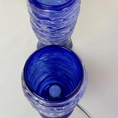 Late 20th Century Pair of Blu Murano Glass Table Lamps - 4744400