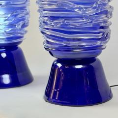 Late 20th Century Pair of Blu Murano Glass Table Lamps - 4744405