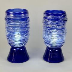 Late 20th Century Pair of Blu Murano Glass Table Lamps - 4744406