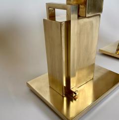 Late 20th Century Pair of Brass Blue W Gold Shades Murano ArtGlass Side Tables - 2936635