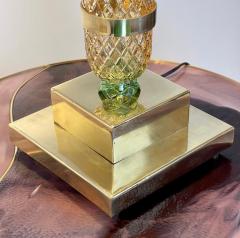 Late 20th Century Pair of Brass Green Glass Pineapple Table Lamps - 2875215