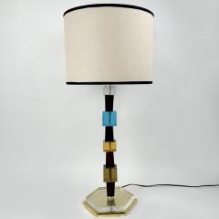 Late 20th Century Pair of Brass Multicolored Murano Art Glass Table Lamps - 3959769