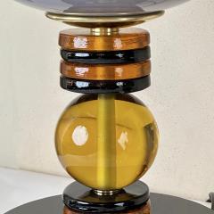 Late 20th Century Pair of Brass Opaline and Grey Murano Glass Table Lamps - 3700384