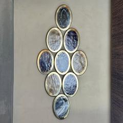 Late 20th Century Pair of Brass Oval Multicolored Murano Art Glass Sconces - 2936603