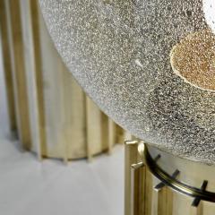 Late 20th Century Pair of Brass Smoked Pulegoso Murano Art Glass Table Lamps - 3421833