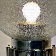 Late 20th Century Pair of Brass Smoked Pulegoso Murano Art Glass Table Lamps - 3421834
