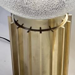 Late 20th Century Pair of Brass Smoked Pulegoso Murano Art Glass Table Lamps - 3421835