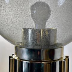 Late 20th Century Pair of Brass Smoked Pulegoso Murano Art Glass Table Lamps - 3421837