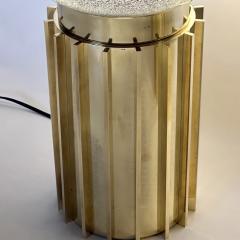 Late 20th Century Pair of Brass Smoked Pulegoso Murano Art Glass Table Lamps - 3421839