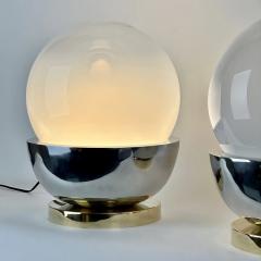Late 20th Century Pair of Brass Steel Faded Blown Murano Glass Table Lamps - 3666196