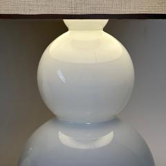 Late 20th Century Pair of Brass White Blown Glass Snowman Table Lamps - 2899235