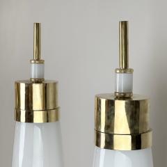 Late 20th Century Pair of Brass White Murano Hand Blown Glass Floor Lamps - 3042278