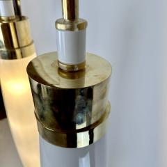 Late 20th Century Pair of Brass White Murano Hand Blown Glass Floor Lamps - 3042279