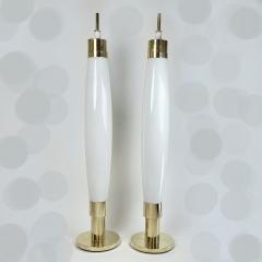 Late 20th Century Pair of Brass White Murano Hand Blown Glass Floor Lamps - 3042282