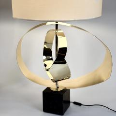 Late 20th Century Pair of Brass and Black Marquina Marble Sculptural Table Lamps - 4478063