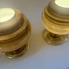 Late 20th Century Pair of Brass and Grey Murano Glass Table Lamps - 4647727