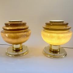 Late 20th Century Pair of Brass and Grey Murano Glass Table Lamps - 4647729