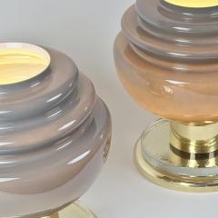 Late 20th Century Pair of Brass and Grey Murano Glass Table Lamps - 4647730