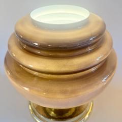 Late 20th Century Pair of Brass and Grey Murano Glass Table Lamps - 4647732