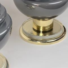 Late 20th Century Pair of Brass and Grey Murano Glass Table Lamps - 4647733