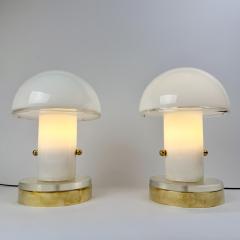 Late 20th Century Pair of Brass and Lattimo Murano Glass Table Lamps - 4734840