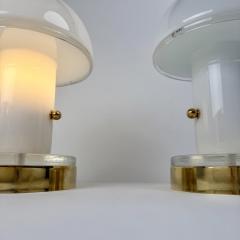 Late 20th Century Pair of Brass and Lattimo Murano Glass Table Lamps - 4734841