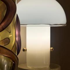 Late 20th Century Pair of Brass and Lattimo Murano Glass Table Lamps - 4734846