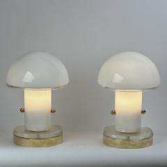 Late 20th Century Pair of Brass and Lattimo Murano Glass Table Lamps - 4734902