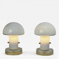 Late 20th Century Pair of Brass and Lattimo Murano Glass Table Lamps - 4734904