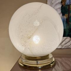 Late 20th Century Pair of Brass and Marbled Murano Glass Table Lamps - 4806635