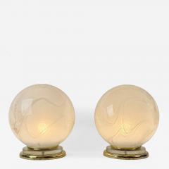Late 20th Century Pair of Brass and Marbled Murano Glass Table Lamps - 4813020