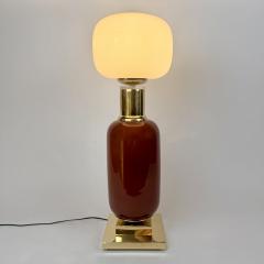 Late 20th Century Pair of Brass and Murano Glass Tall Table Lamps - 4750879