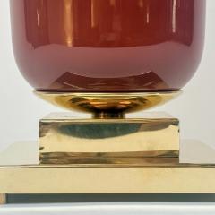 Late 20th Century Pair of Brass and Murano Glass Tall Table Lamps - 4750882