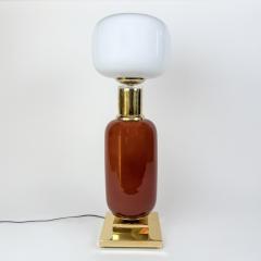 Late 20th Century Pair of Brass and Murano Glass Tall Table Lamps - 4750884