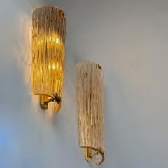 Late 20th Century Pair of Brass and Pink Murano Glass w Gold Glitter Sconces - 4720660