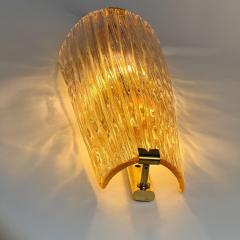 Late 20th Century Pair of Brass and Pink Murano Glass w Gold Glitter Sconces - 4720662